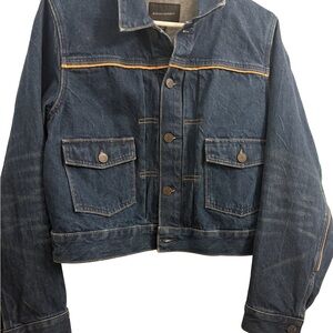 Banana Republic Blue Denim Jacket with Orange Detail